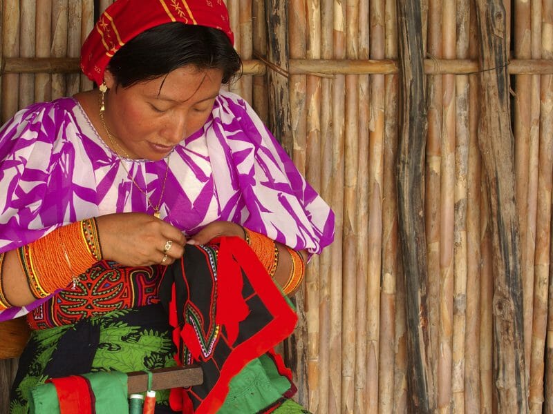 Kuna Woman Creating Molas, Panama
