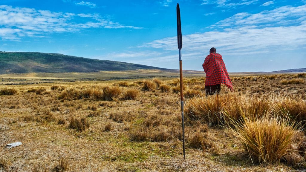 Maasai in front of spear, Ngorongoro, Tanzania