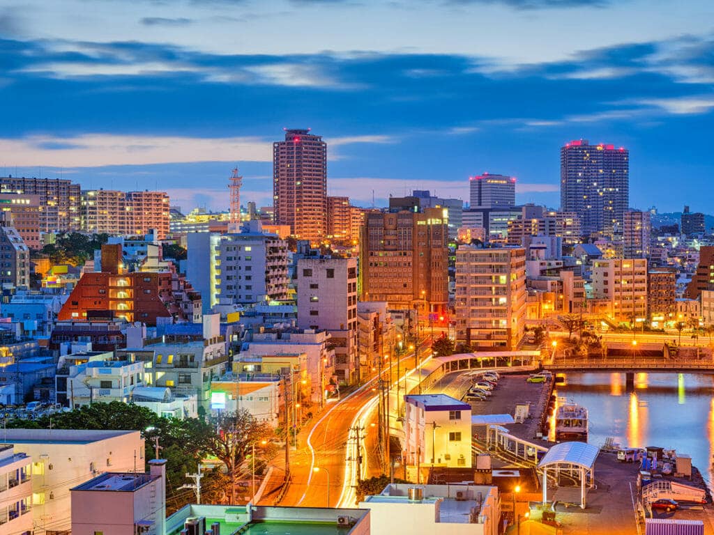 Naha okinawa city skyline at night