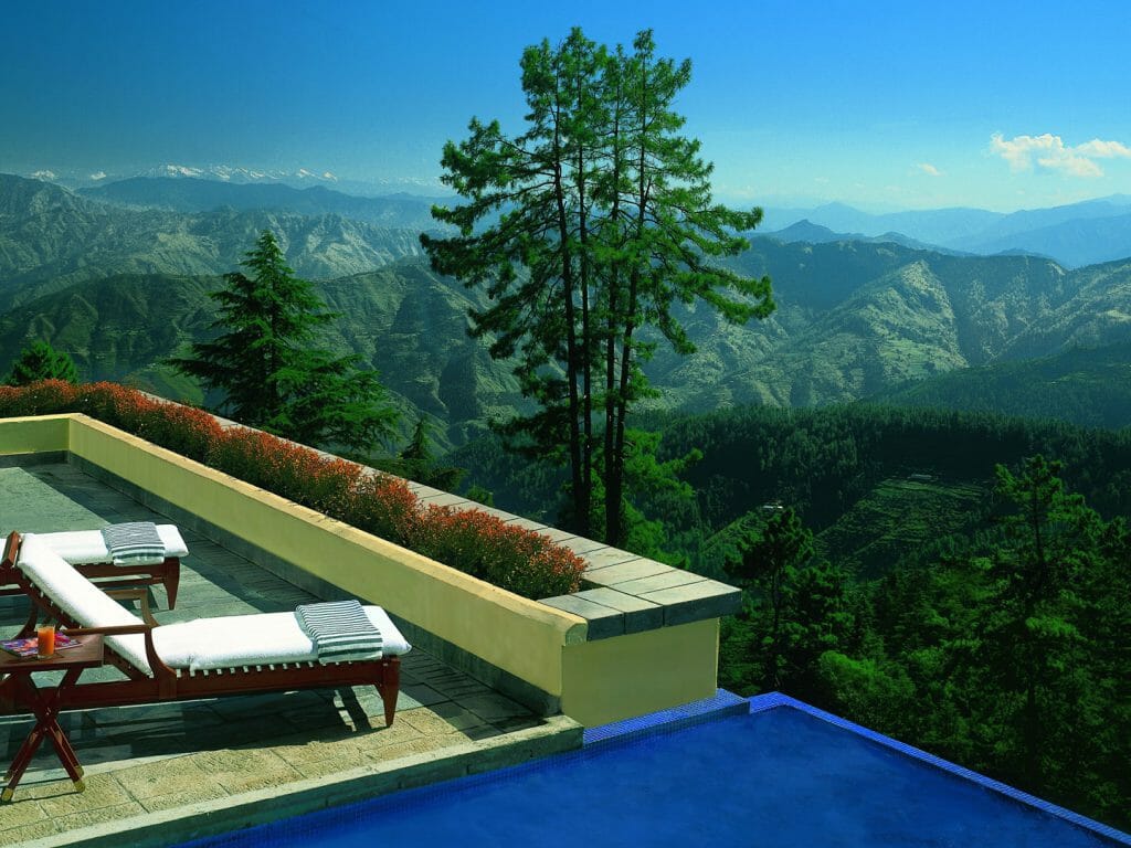 Outdoor Jacuzzi, View of Himalayas, Wildflower Hall, Oberoi, Shimla, Himachal Pradesh, India