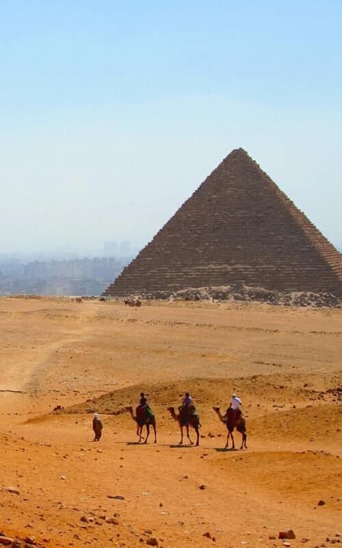 The pyramids of Giza at early evening, Egypt