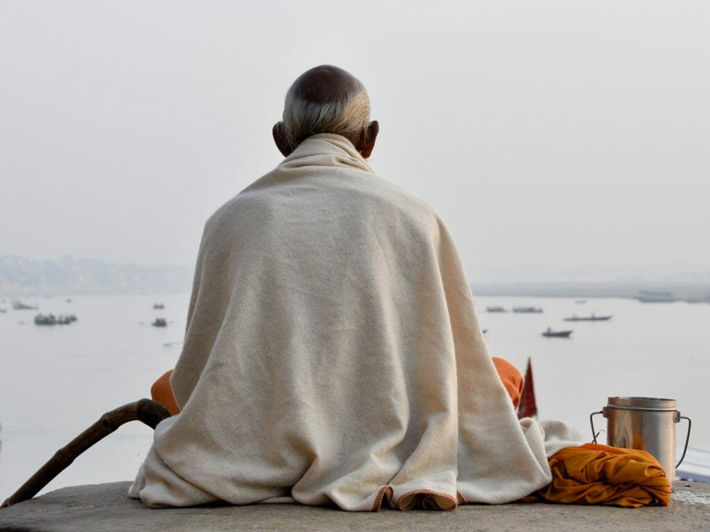 Sadhu Praying at the Ghats, Varanasi, India