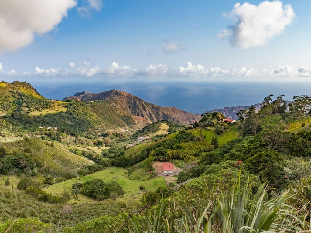 Saint Helena landscape with ocean behind, Saint Helena