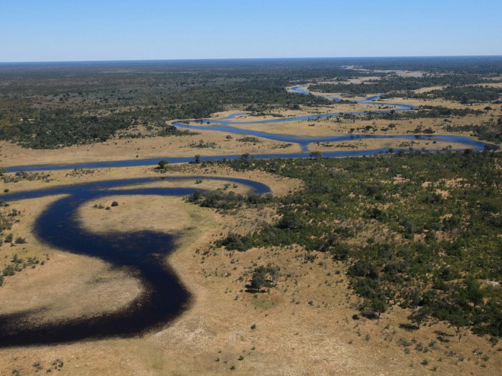 Spillway Aerial View, Selinda Canoe Travel, Selinda Reserve, Botswana