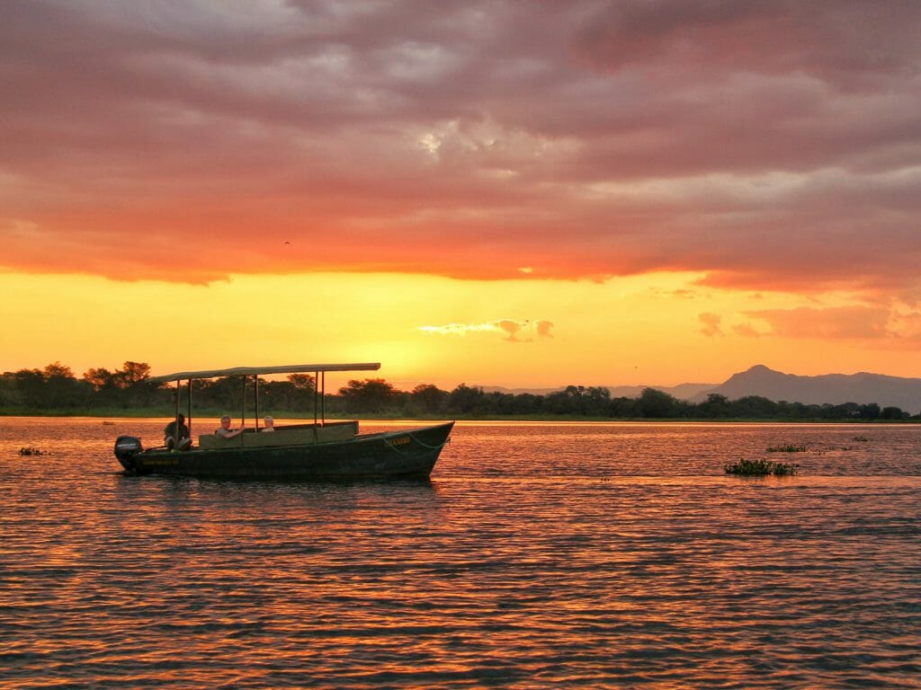 Sunset boat cruise on Shire River, Liwonde National Park, Malawi