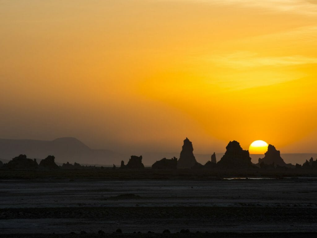 Sunset over Lac Abbe, Djibouti