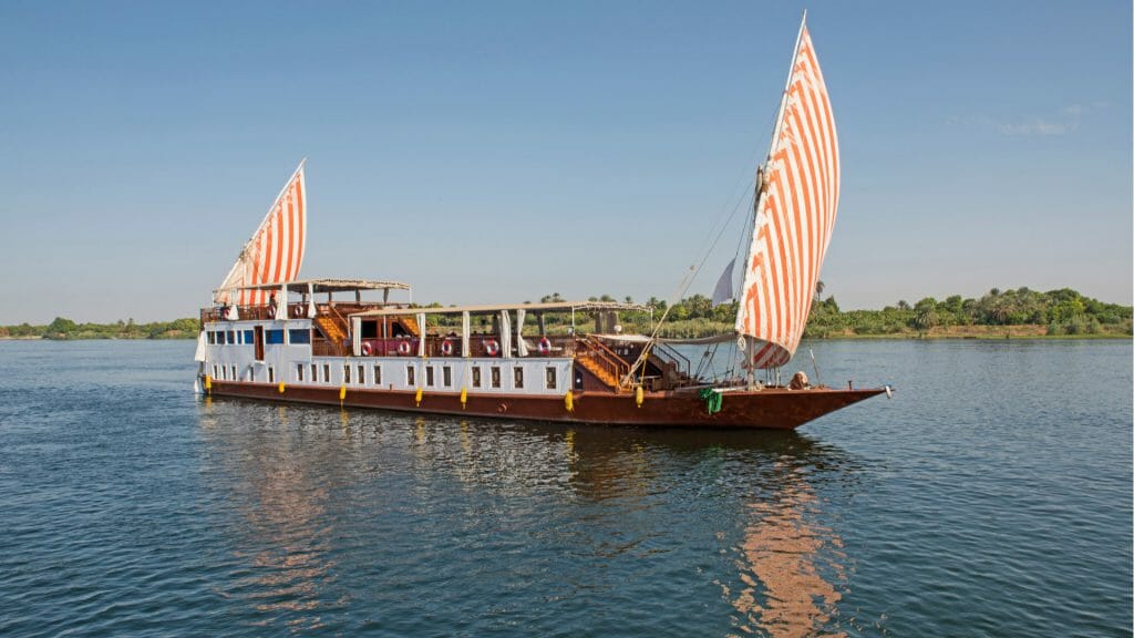 Traditional Egyptian Dahabeya River Boat, River Nile, Egypt