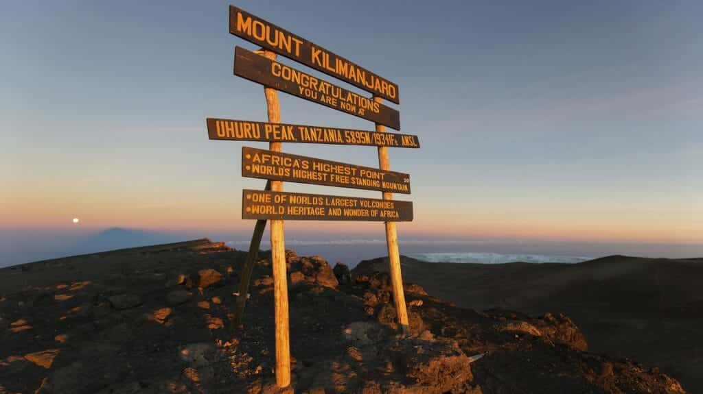 Uhuru Peak (highest summit) on Mount Kilimanjaro in Tanzania