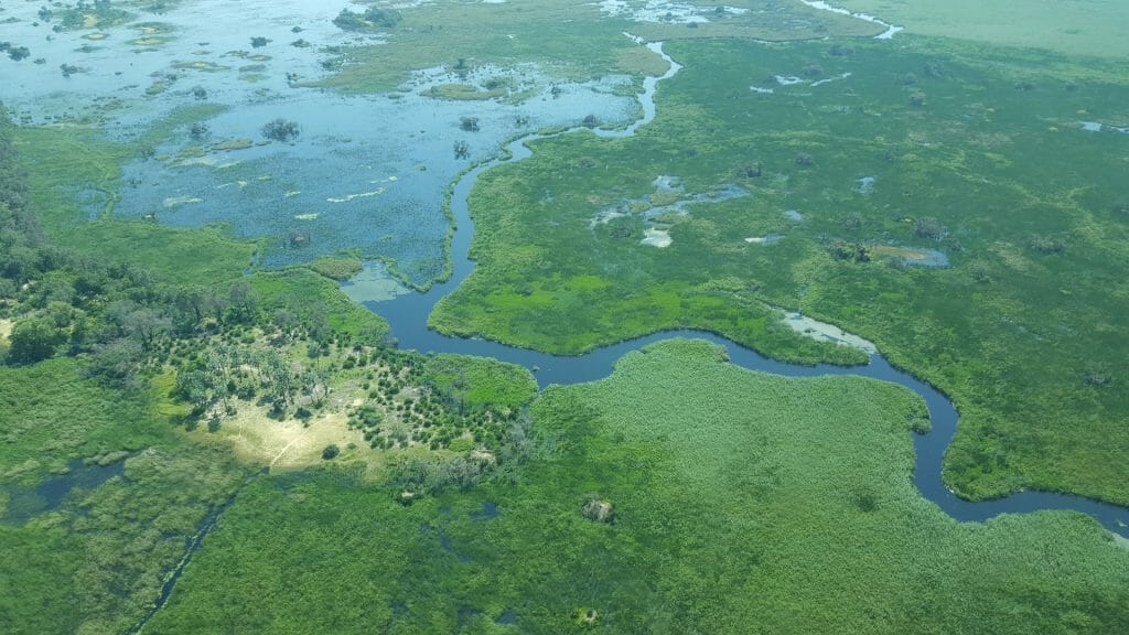 View from the air, Okavango Delta, Botswana