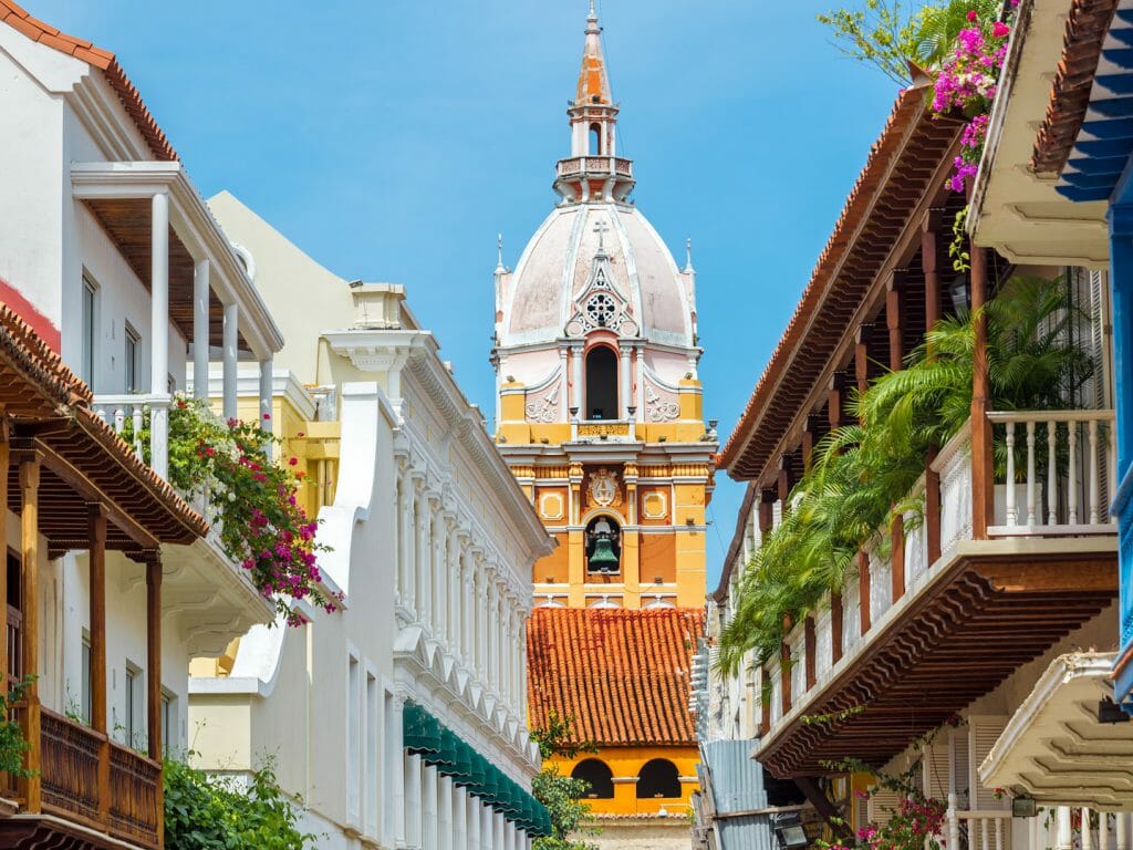 View to Cathedral, Cartagena, Colombia