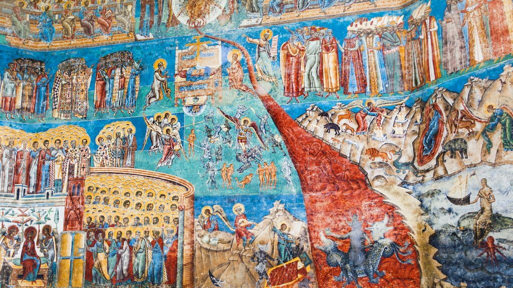 Voronet orthodox painted monastery, Moldavia, Bucovina, Romania