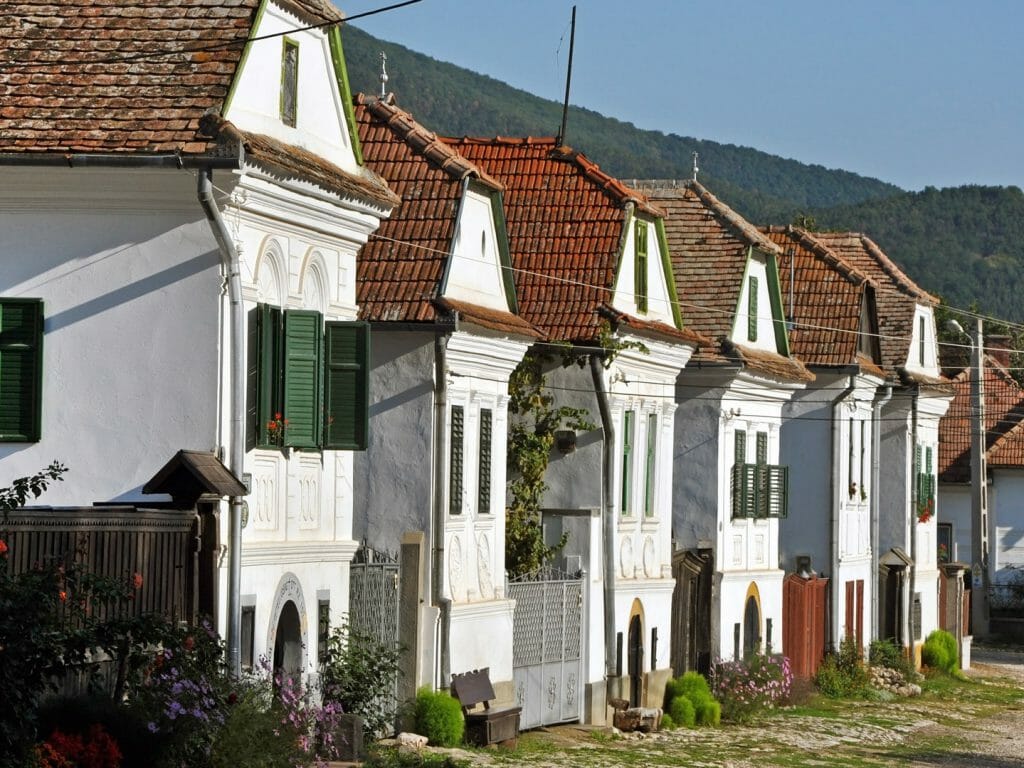 Whitewashed houses in Torocko, Rimetea village, Transylvania, Romania