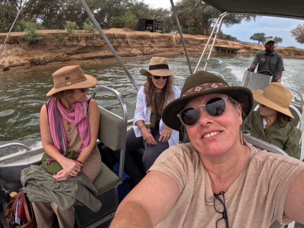 Illona Cross on a boat safari in Zambia