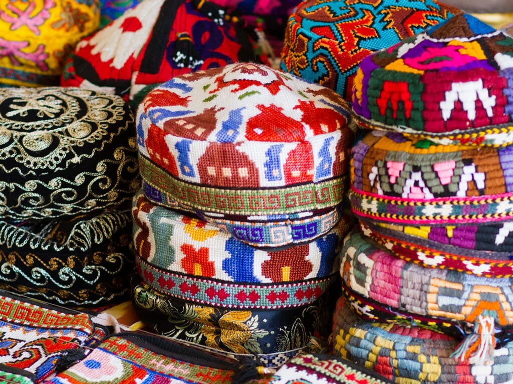 The traditional Uzbek cap, named tubeteika