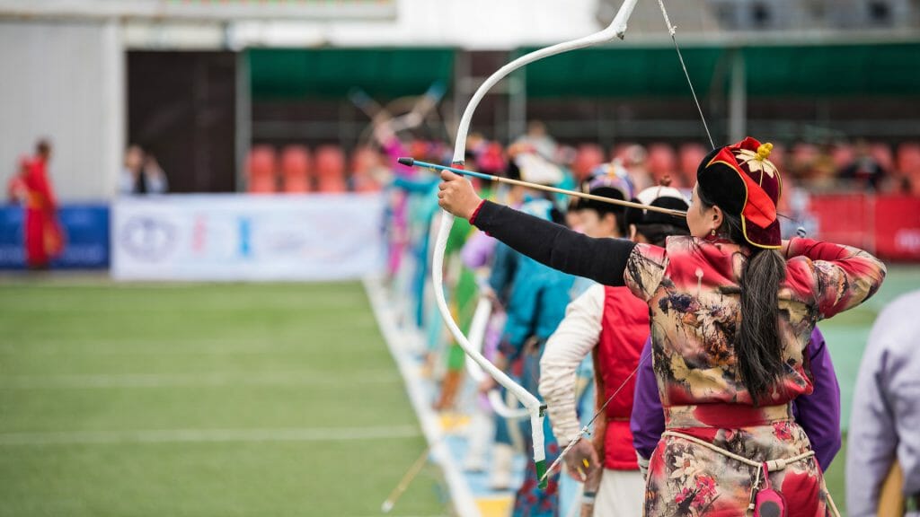 Naadam festival Women's Mongolian archery competition