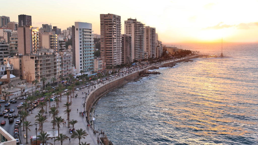 Coastline at sunset, Beirut, Lebanon