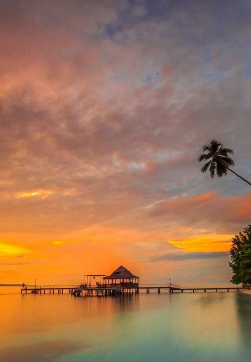 Golden moment at Ora Beach, Indonesia