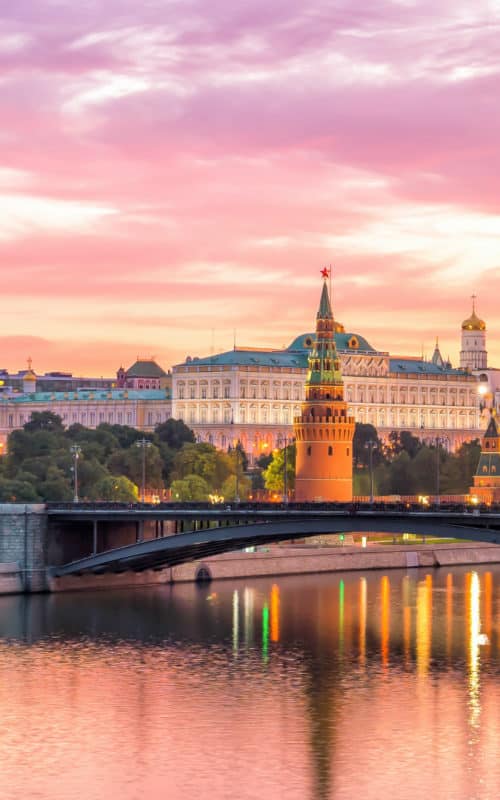Moscow Kremlin and river in morning, Russia