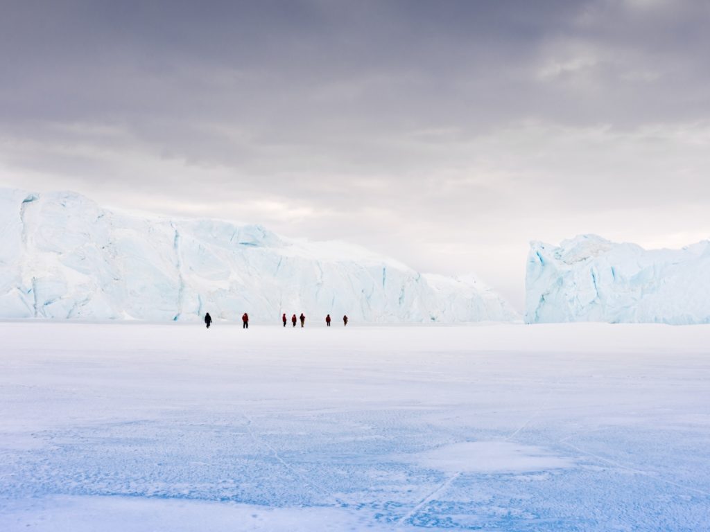Group Walking, Ross Sea near Cape Evans, Antarctica