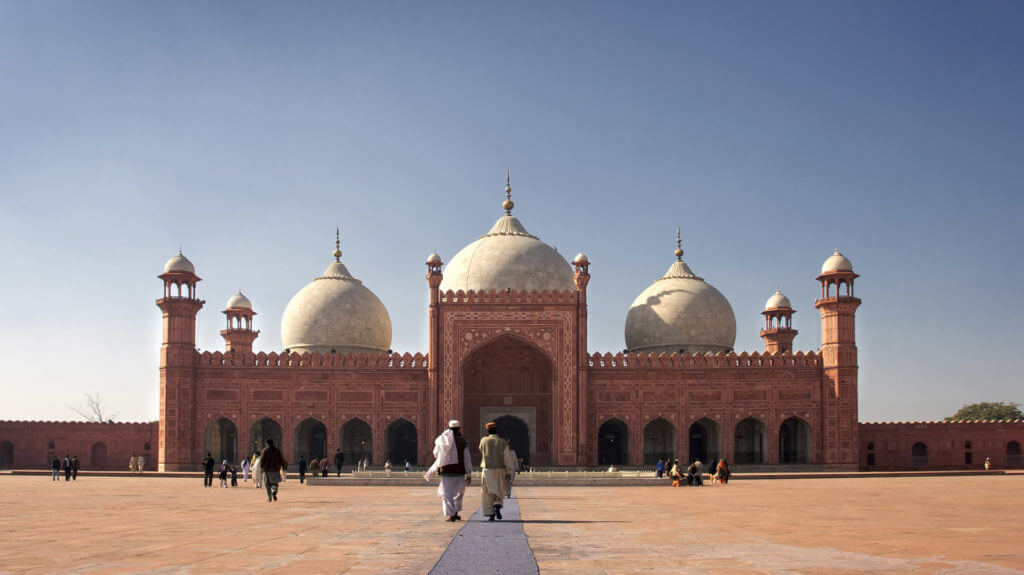 Main prayer hall and court of Badshahi Mosque, Lahore, Pakistan