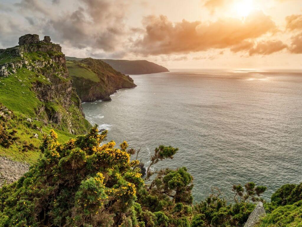 Sunset over the Valley of the Rocks, Devon, UK