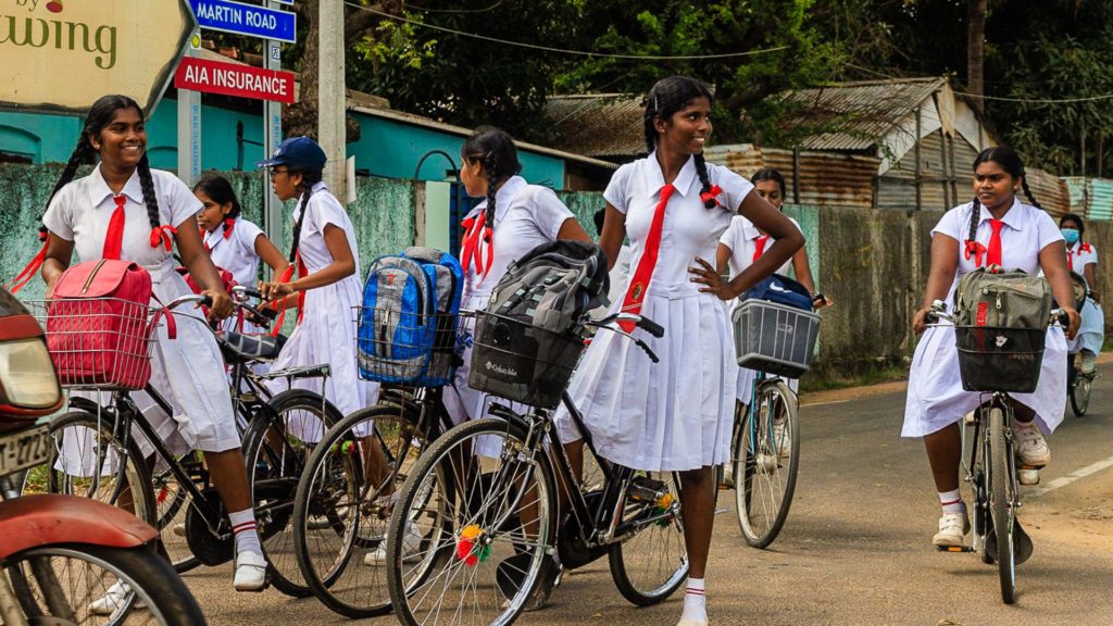 Girls on bikes, Jaffna, Sri Lanka