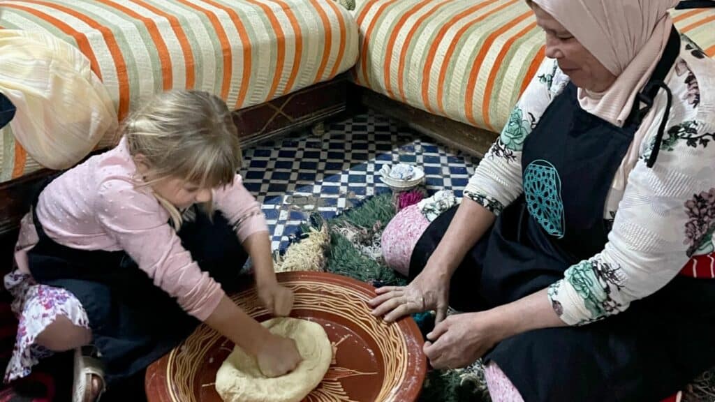 Bread making with local family, Fez, Morocco