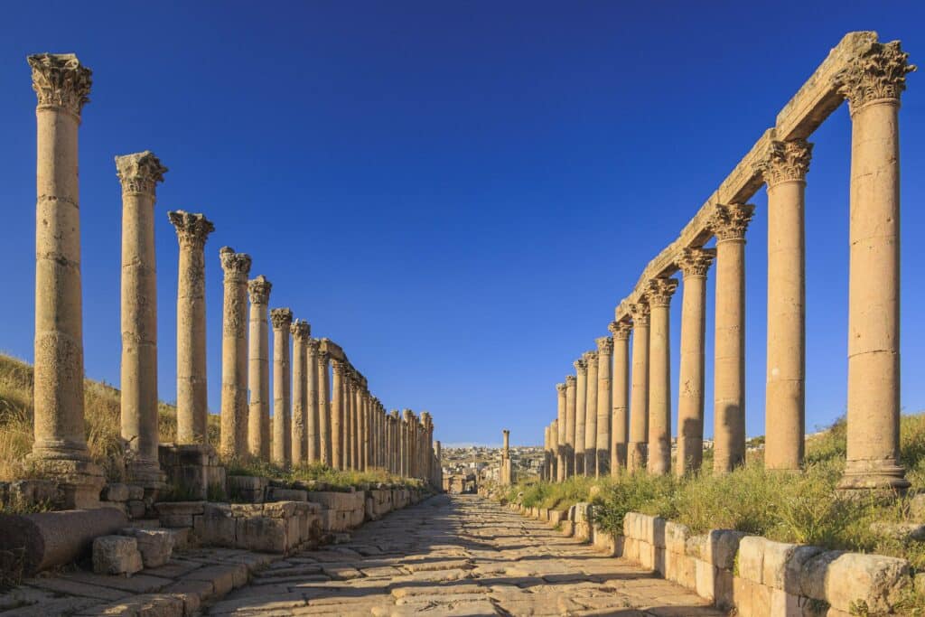 Close up of Jerash pillars, Jordan