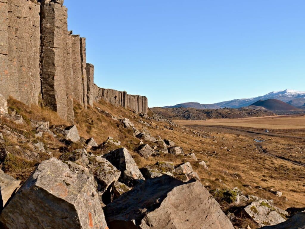 View of basalt cliff columns, Iceland