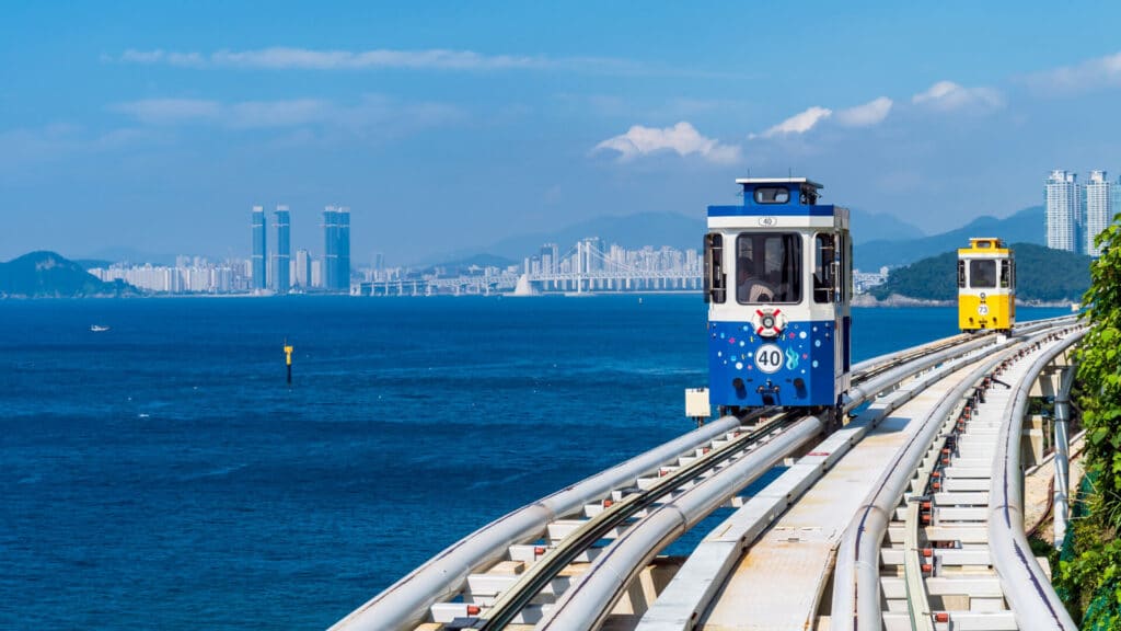 Sky capsule along the coast, Busan, South Korea