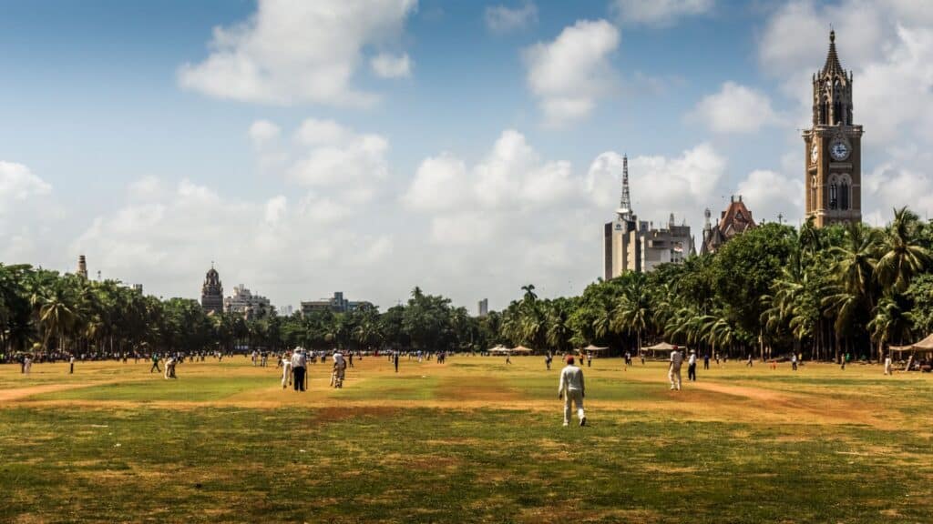 Cricket game at the Oval Maidan, Mumbai, India