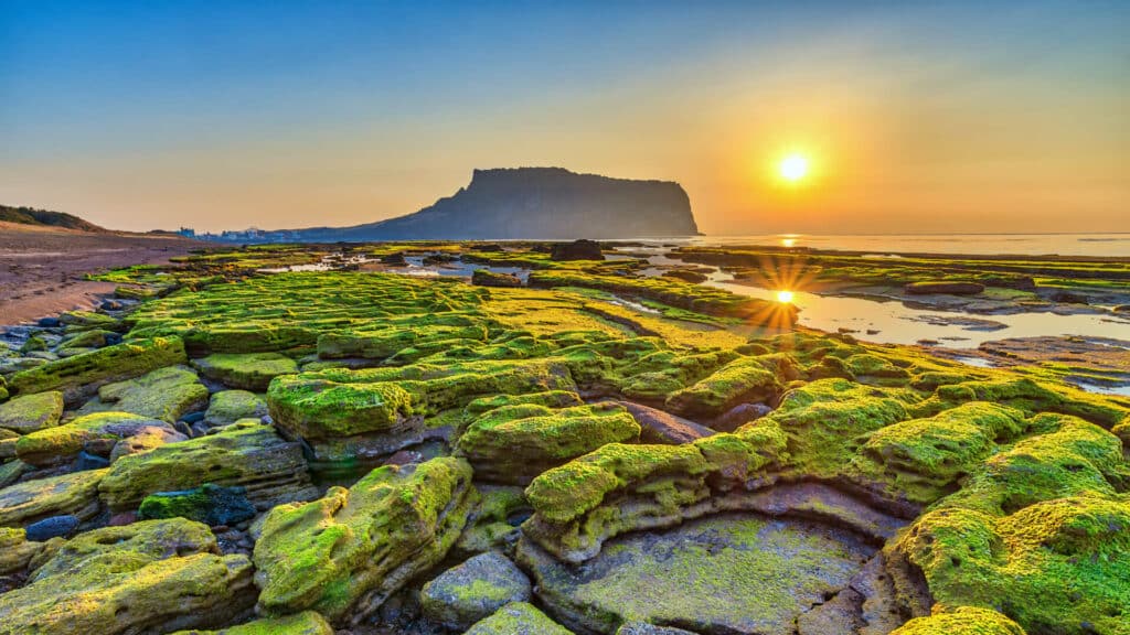 Sunrise at Jeju Do Seongsan Ilchul Bong, Jeju Island, South Korea