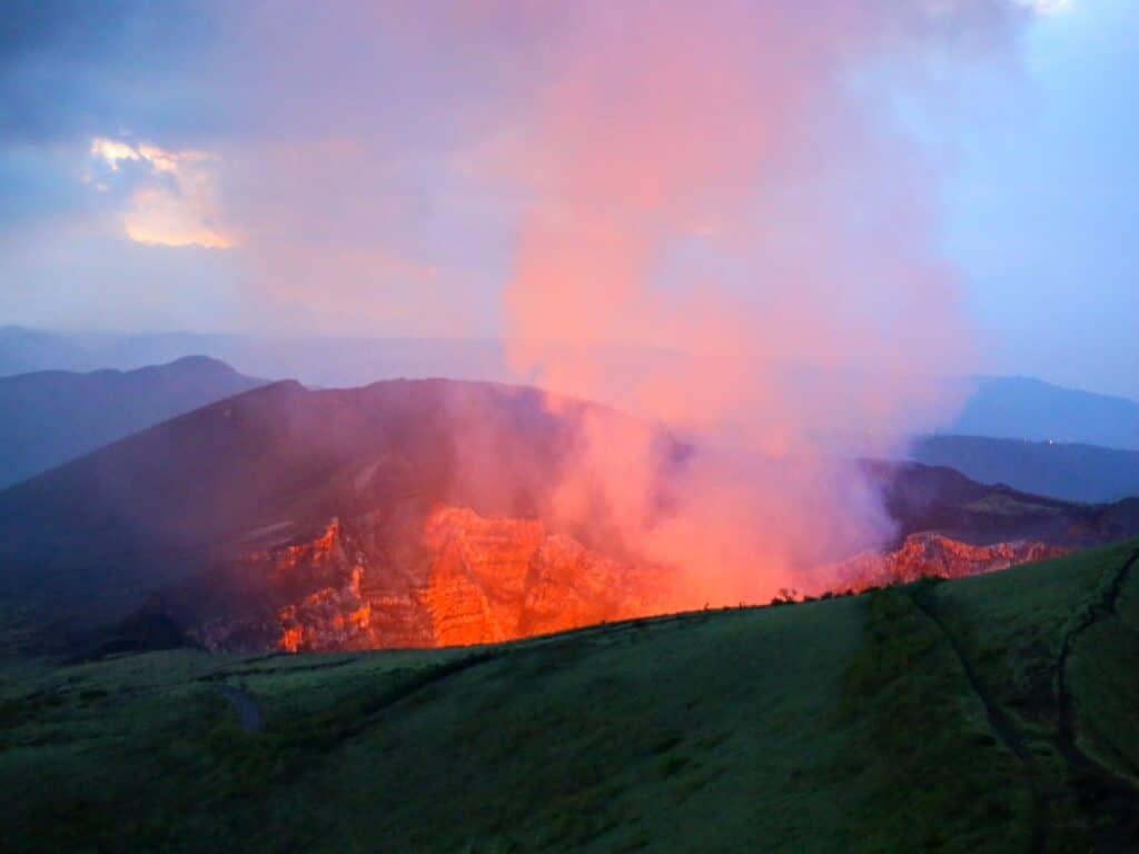 Molten glowing crater of Masaya volcano, Nicaragua